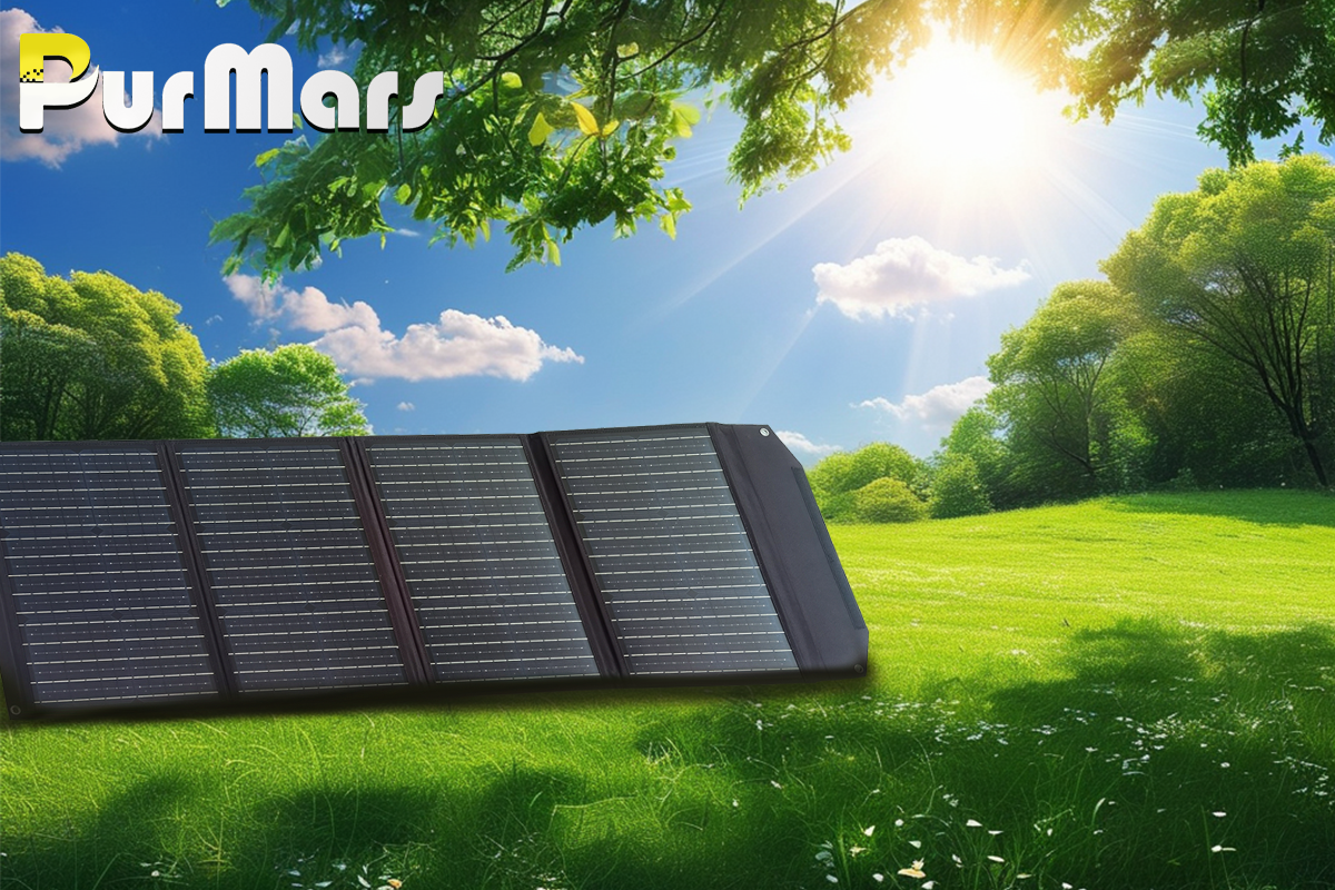200W Portable Solar Panel in Outdoor Scene, Providing Eco-Friendly Power for Camping and Off-Grid Use