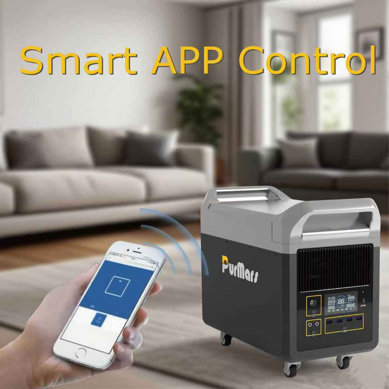 M2400 portable power station with smart APP control for remote monitoring