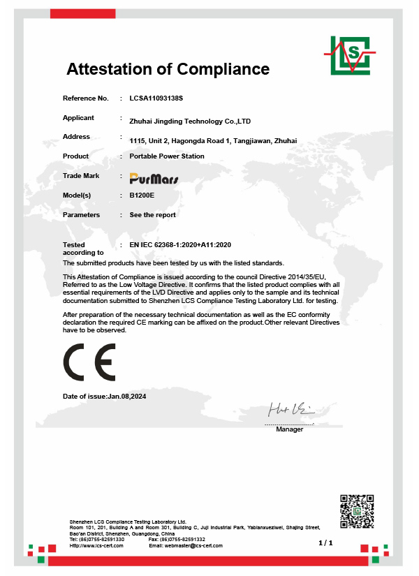 LCSA11093138S-LVD Certificate