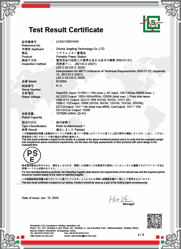 LCSA11093144S-J62133 Certificate