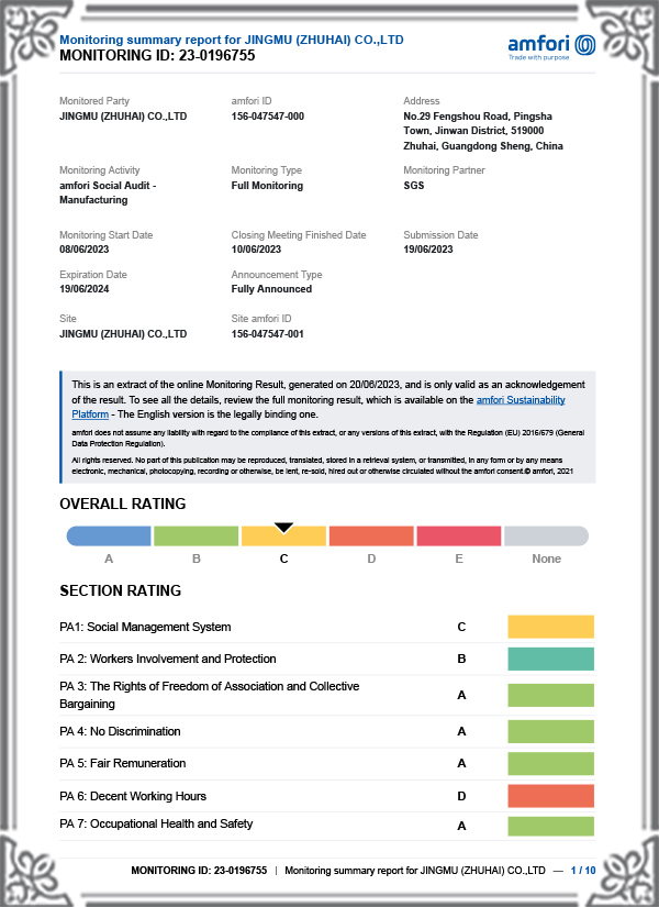 2023 Zhuhai Jingmo BSCI Report