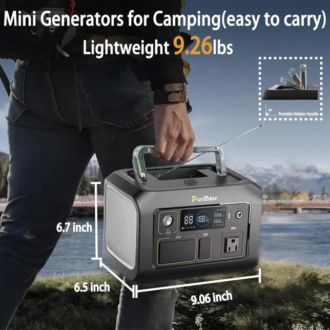 Size diagram of portable power station P300 Plus