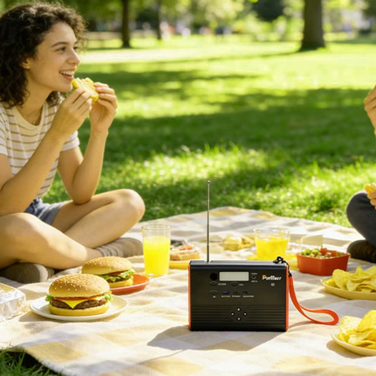 Outdoor camping energy storage power station P100A/E Plus|100W|with Bluetooth speaker|FM Radio