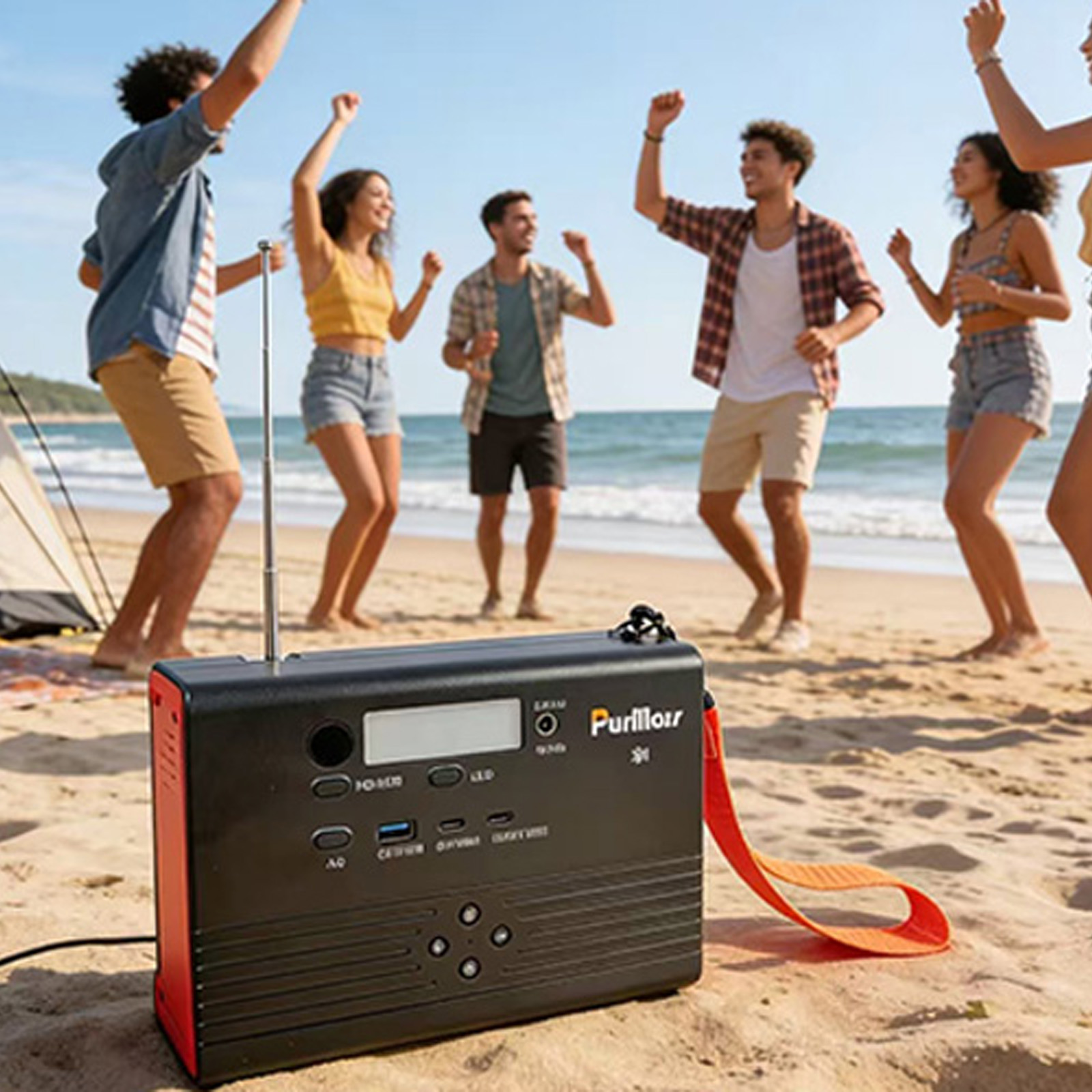 Outdoor camping energy storage power station P100A/E Plus|100W|with Bluetooth speaker|FM Radio