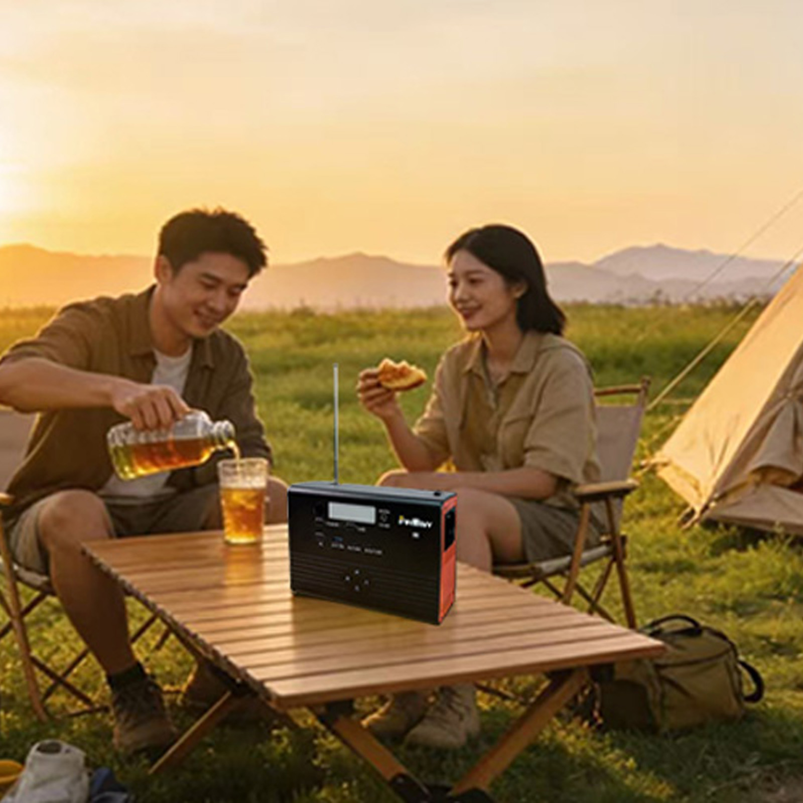 Outdoor camping energy storage power station P100A/E Plus|100W|with Bluetooth speaker|FM Radio