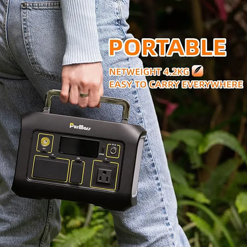 PURMARS P300A/E Portable Power Station, 288Wh, with 300W AC output socket, solar generator and lithium iron phosphate battery