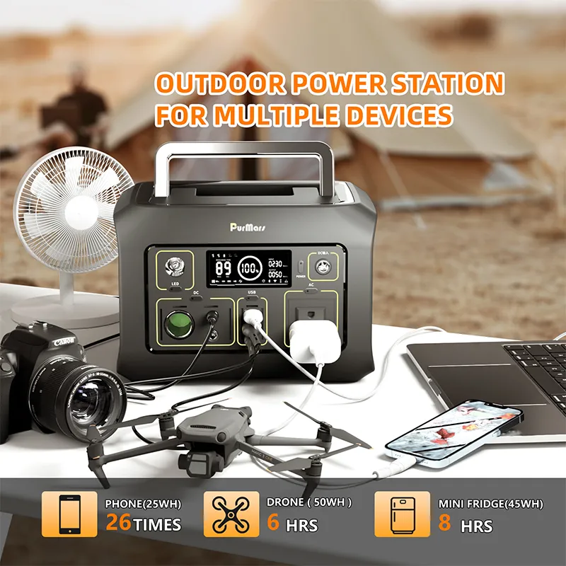 PURMARS P300A/E Portable Power Station, 288Wh, with 300W AC output socket, solar generator and lithium iron phosphate battery