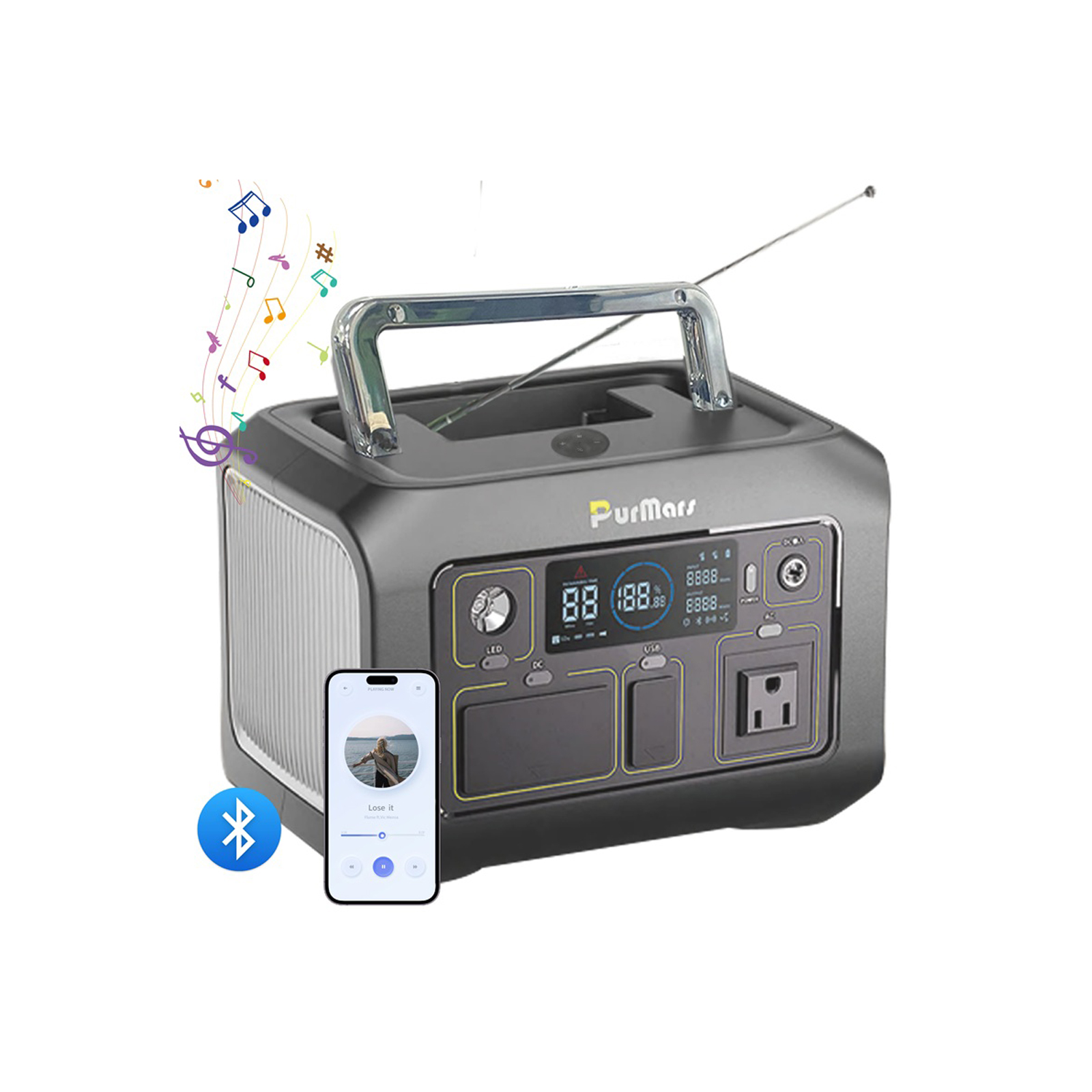 Mobile Outdoor Power Supply P300A/E Plus | 300W | Bluetooth speaker | FM Radio