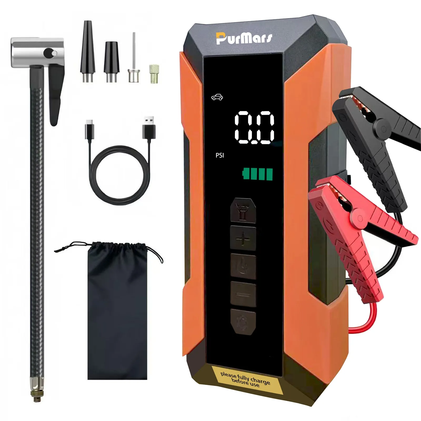 2 IN 1Jump Starter & Tire Inflator | Orange version