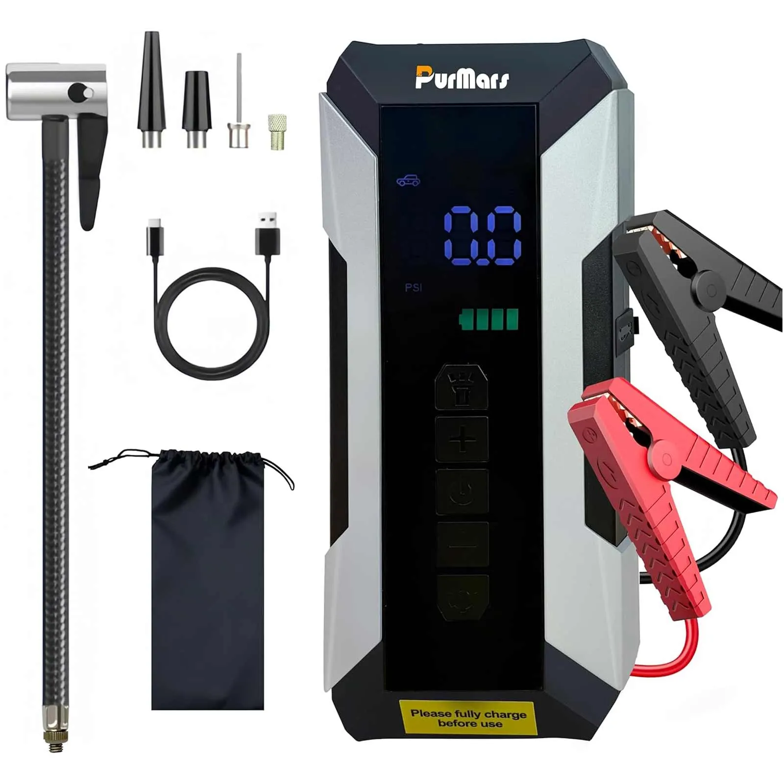2 IN 1Jump Starter & Tire Inflator | Gray version