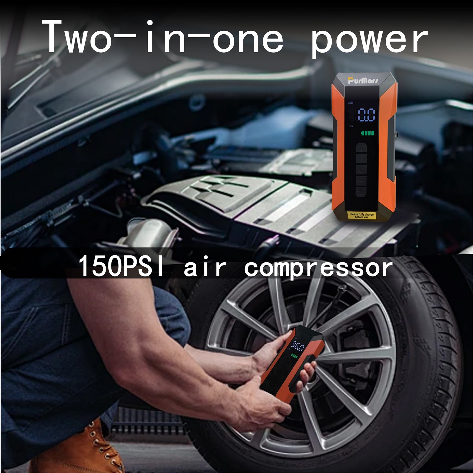 2 IN 1Jump Starter & Tire Inflator