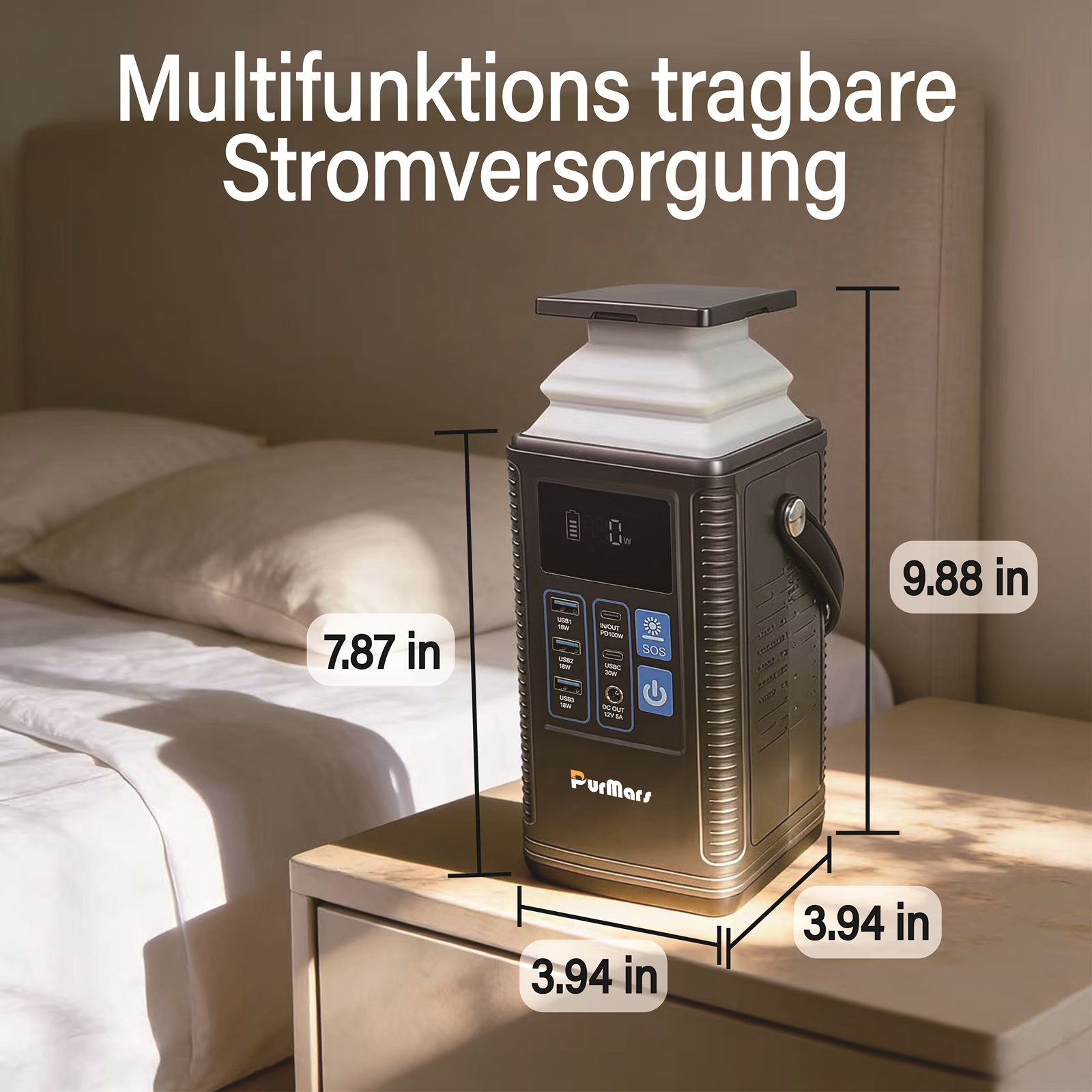 Portable power station dimensions diagram