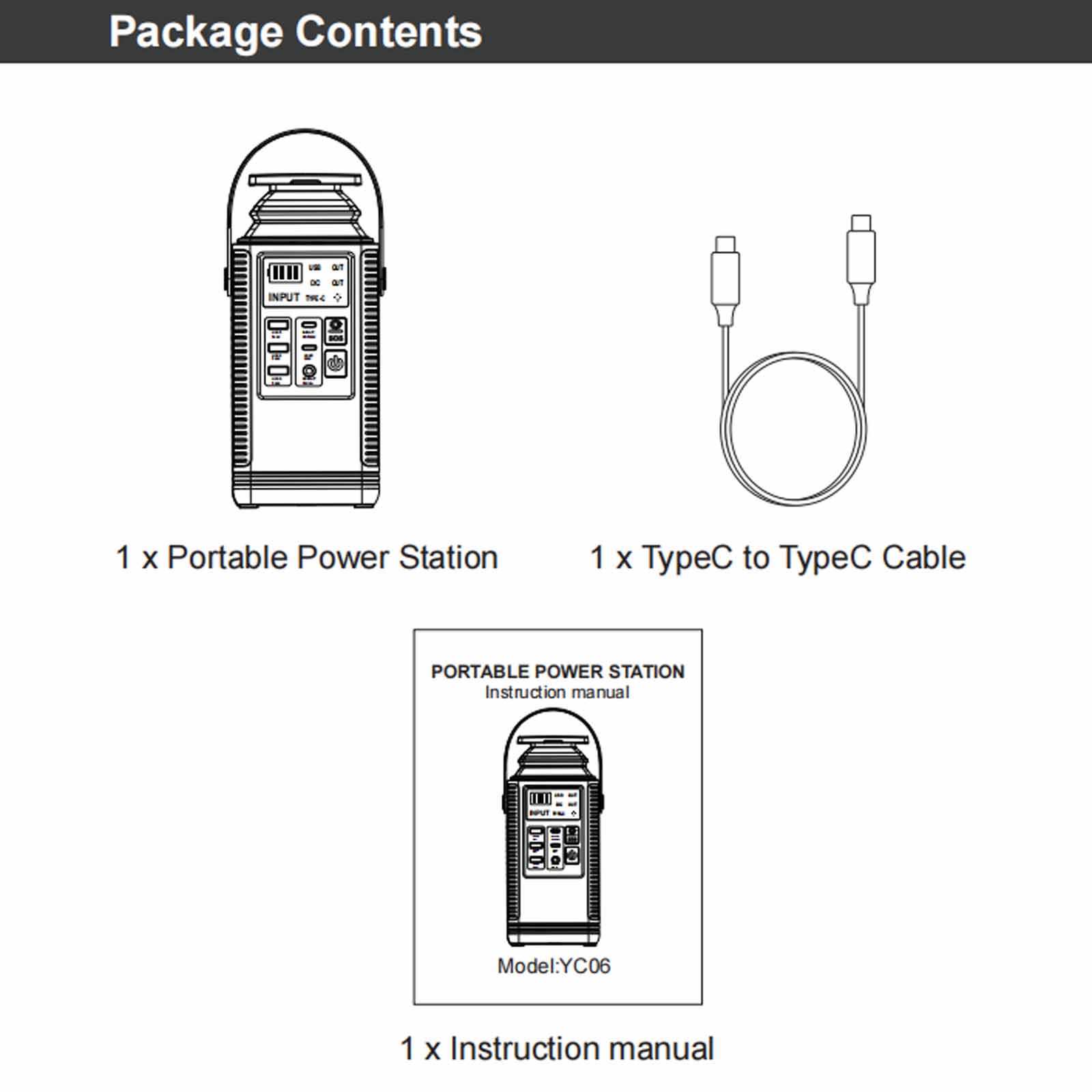 Portable power station Package Contents